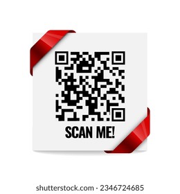 Scan me icon with red ribbon. Symbol or emblem. vector illustration - Powered by Shutterstock - Get 15% off with code: PIKWIZARD15