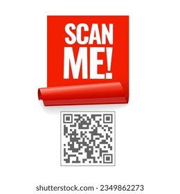 Scan me icon with red ribbon. Symbol or emblem. vector illustration