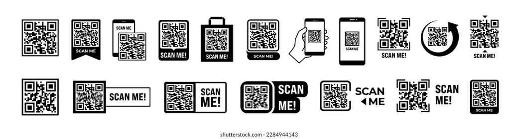 Scan me icon set. Qr code symbol set.