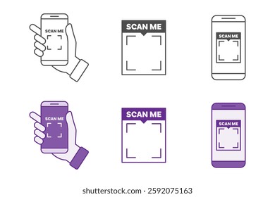 Scan me icon. Suitable for marketing materials, websites, print media, packaging, and digital advertisements.