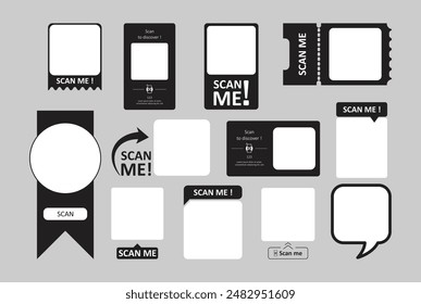 scan me label code template black white design vector