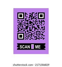 Scan me phone tag. Qrcode for mobile app. Isolated illustration on white background. Vector illustration.