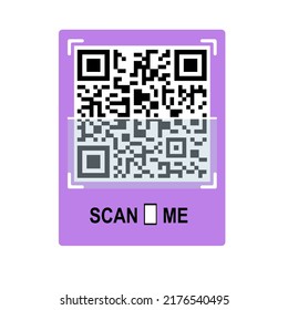 Scan me phone tag. Qrcode for mobile app. Isolated illustration on white background. Vector illustration.