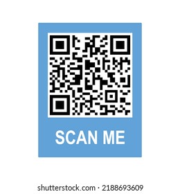Escanearme la etiqueta telefónica. Qrcode para aplicación móvil. Ilustración aislada en fondo blanco. Estilo de caricatura Ilustración vectorial