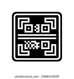 scan me product label caution glyph icon vector. scan me product label caution sign. isolated symbol illustration