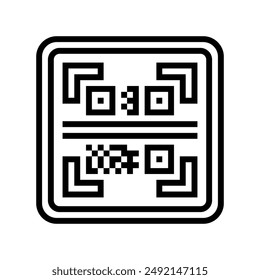 scan me product label caution line icon vector. scan me product label caution sign. isolated contour symbol black illustration