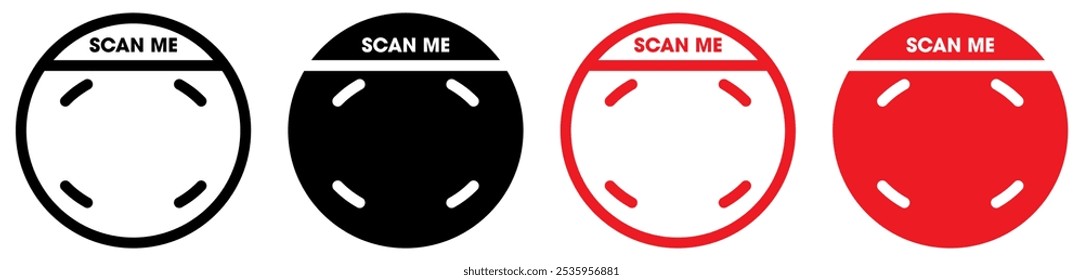 Scan me QR code blank frame. printable scan here sticker template for shop payment, website, app, ui. vector illustration.