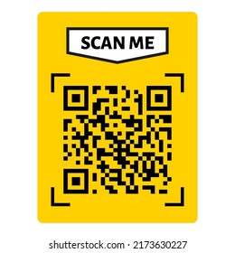Scan me QR code design. QR code for payment, text transfer with scan me button. Vector illustration isolated in white background