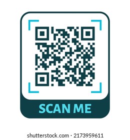 Scan me QR code design. QR code for payment, text transfer with scan me button. Vector illustration isolated in white background