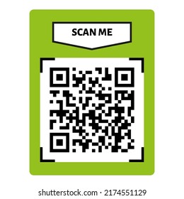 Scan me QR code design. QR code for payment, text transfer with scan me button. Vector illustration isolated in white background