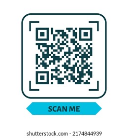 Scan me QR code design. QR code for payment, text transfer with scan me button. Vector illustration isolated in white background