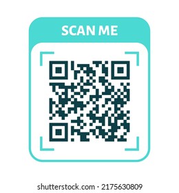 Scan me QR code design. QR code for payment, text transfer with scan me button. Vector illustration isolated in white background