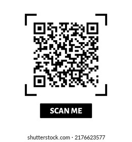 Scan me QR code design. QR code for payment, text transfer with scan me button. Vector illustration isolated in white background