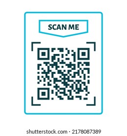 Scan me QR code design. QR code for payment, text transfer with scan me button. Vector illustration isolated in white background