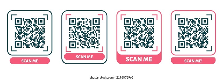 Scan me QR code design. QR code for payment, text transfer with scan me button. Vector illustration isolated in white background