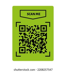 Scan me QR code design. QR code for payment, text transfer with scan me button. Vector illustration isolated in white background