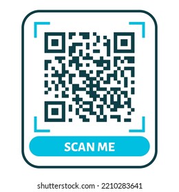 Scan me QR code design. QR code for payment, text transfer with scan me button. Vector illustration isolated in white background
