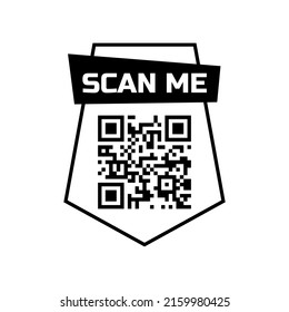 Scan me qr code icon for smartphone. Frame quick barcode app design. Vector payment phone template.