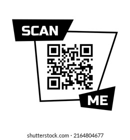 Scan me qr code icon for smartphone. Frame quick barcode app design. Vector payment phone template.