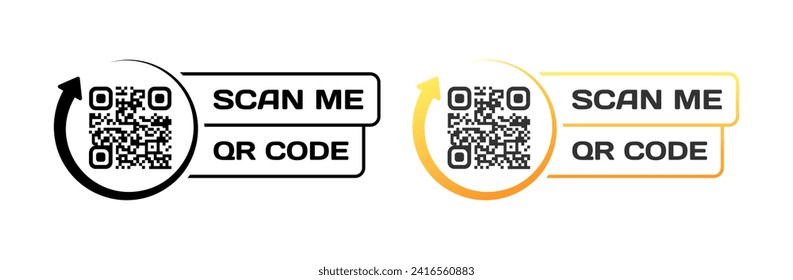 Scan me qr code icons. Flat and silhouette style. Vector icons