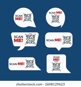Scan me QR code labels design set vector 