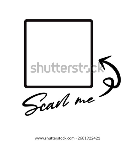 Scan me QR code placeholder. Call to action, mobile scanning, and digital link icon	