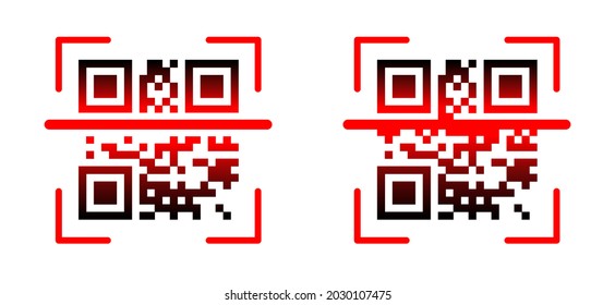 Scan me, QR code scanning icon. Mobile phone qr code payment, E wallet, cashless, info concept or scanner labeled information identity products. Flat vector pixel pictogram sign.