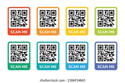 Scan me QR code vector icon set colorful template symbol illustration.