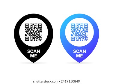 Scan me qr-code icons. Silhouette and flat style. Vector icons