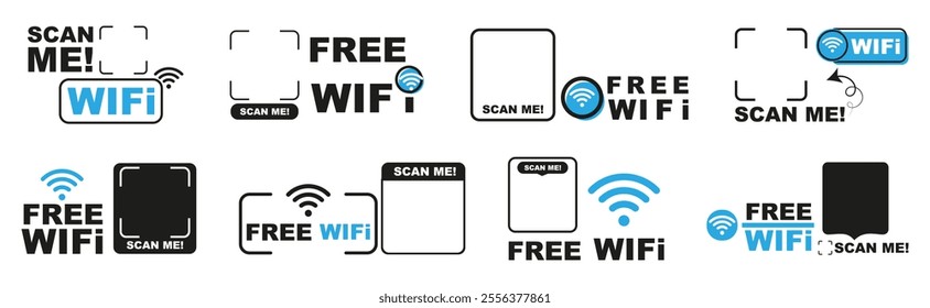 Scan me wifi banner collection on a white background