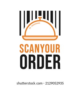 Scan For Menu And Order. QR Code Scan Icon. Customer Service. Food Menu Scan Barcode Logo.