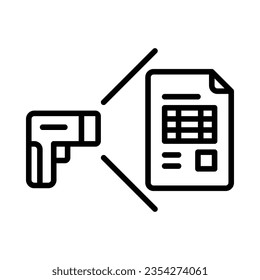 Scan and pay icon. Barcode Scanner with invoice. Line vector. Isolate on white background.