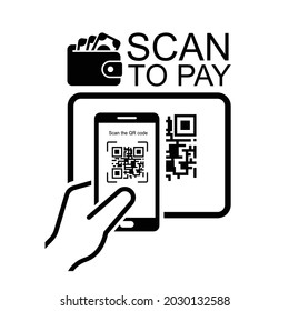 Scan To Pay Icon Isolated On White Background Vector Illustration.
