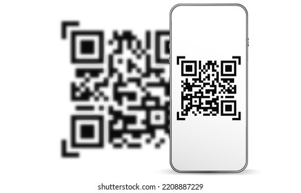 Scan pay. Mobile smartphone screen for payment pay, scan barcode technology background. Qr code scanner on digital smart phone. Online bill payment vector concept.