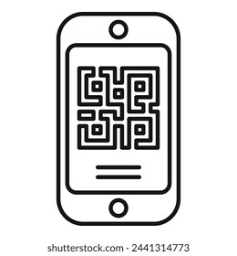 Scan phone qr code icon outline vector. Elegant card promo. Image store buy