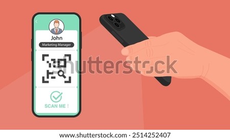 Scan, Present, and Show QR Codes with Your Smartphone: Glowing Light Effect for Mobile Apps, Access Control, Payments, Mobile Credentials, and Website Access. Vector.