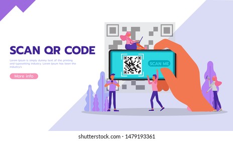 Scan qr code concept. Business People character vector design. For landing page, web, poster, banner, flyer and greeting card.