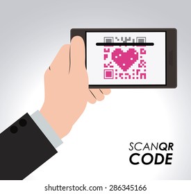 Scan QR Code design over white background, vector illustration