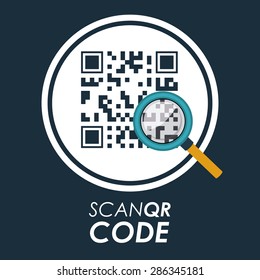 Scan QR Code design over blue background, vector illustration