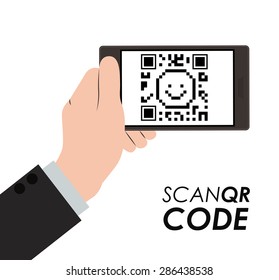 Scan QR Code design over white background, vector illustration