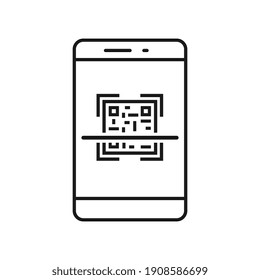 Scan QR Code Flat Icon With Phone. Barcode. Vector Illustration. Isolated On White Background.