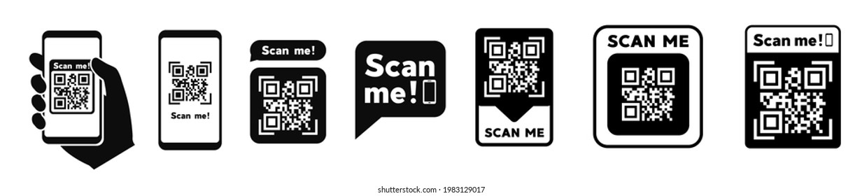 Scan QR code flat icon with phone. Barcode. Vector illustration.