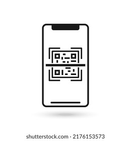 Scan QR code flat icon with phone. Barcode.