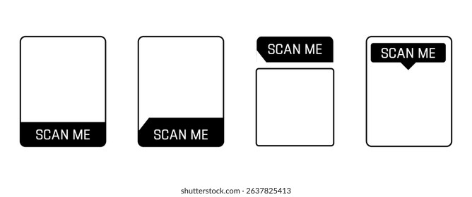 Scan qr code. Scan QR code flat icon with phone. Qr Code template for mobile app, payment and discounts. Barcode. Mobile payment and quick response codes. Scan me with smartphone. Vector illustration