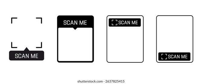 Scan qr code. Scan QR code flat icon with phone. Qr Code template for mobile app, payment and discounts. Barcode. Mobile payment and quick response codes. Scan me with smartphone. Vector illustration