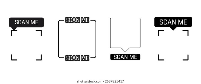 Scan qr code. Scan QR code flat icon with phone. Qr Code template for mobile app, payment and discounts. Barcode. Mobile payment and quick response codes. Scan me with smartphone. Vector illustration