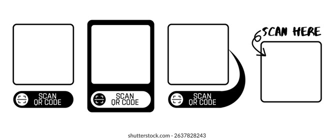 Scan qr code. Scan QR code flat icon with phone. Qr Code template for mobile app, payment and discounts. Barcode. Mobile payment and quick response codes. Scan me with smartphone. Vector illustration