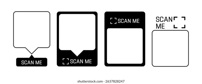 Scan qr code. Scan QR code flat icon with phone. Qr Code template for mobile app, payment and discounts. Barcode. Mobile payment and quick response codes. Scan me with smartphone. Vector illustration