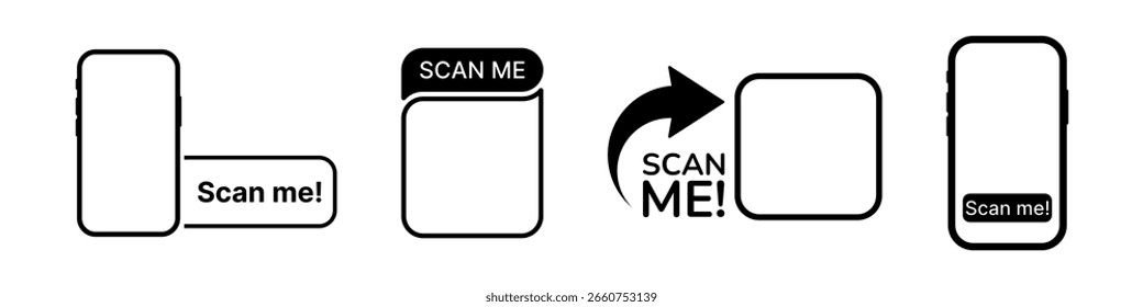 Digitalize o código qr. Digitalize o ícone plano de código QR com o telefone. Modelo de Código Qr para aplicativo móvel, pagamento e descontos. Código de barras. Códigos de pagamento móvel e resposta rápida. Digitalize-me com smartphone. Ilustração vetorial 