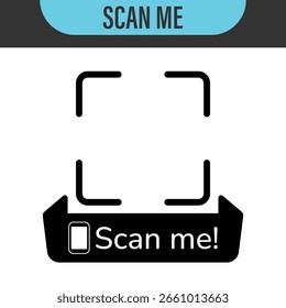 Scan qr code. Scan QR code flat icon with phone. Qr Code template for mobile app, payment and discounts. Barcode. Mobile payment and quick response codes. Scan me with smartphone. Vector illustration